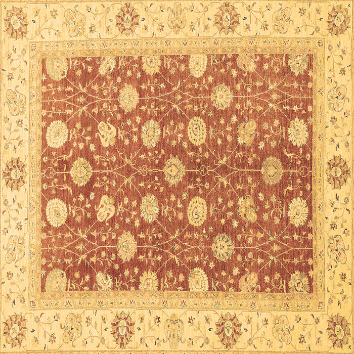 Square Machine Washable Oriental Brown Traditional Rug, wshabs2751brn