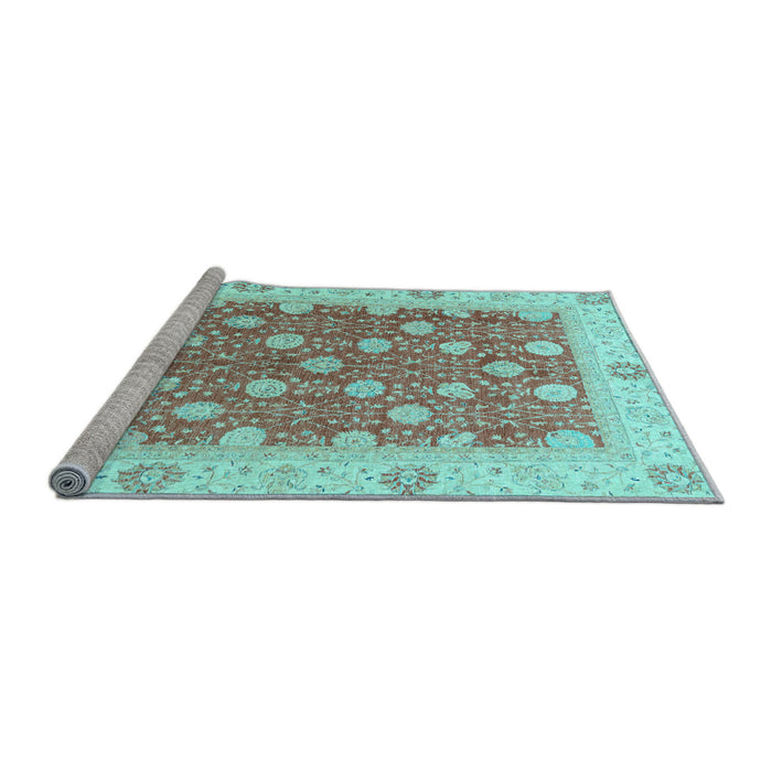 Sideview of Machine Washable Oriental Light Blue Traditional Rug, wshabs2751lblu