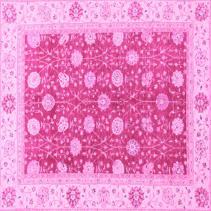 Square Machine Washable Oriental Pink Traditional Rug, wshabs2751pnk