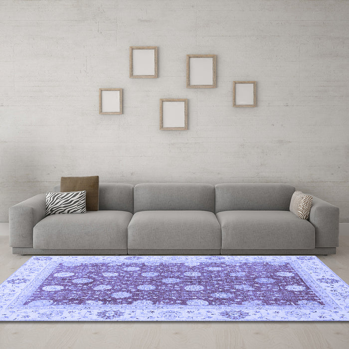 Machine Washable Oriental Blue Traditional Rug in a Living Room, wshabs2751blu