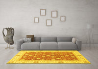 Machine Washable Oriental Yellow Traditional Rug, wshabs2751yw