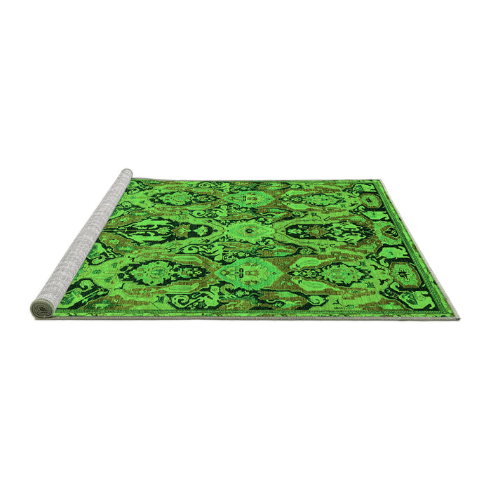 Sideview of Machine Washable Abstract Green Modern Area Rugs, wshabs2752grn