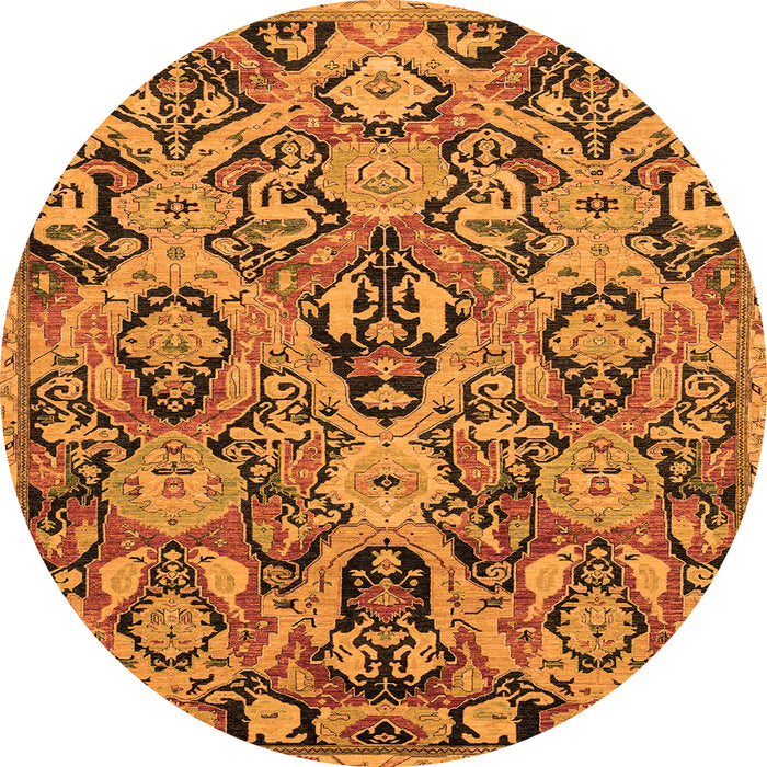 Round Abstract Orange Modern Rug, abs2752org