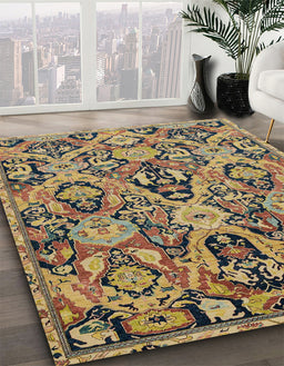 Abstract Dark Brown Modern Rug in Family Room, abs2752