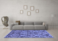 Machine Washable Abstract Blue Modern Rug, wshabs2752blu