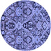 Round Abstract Blue Modern Rug, abs2752blu