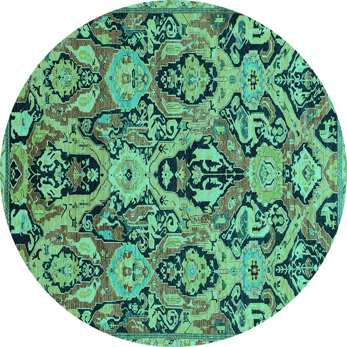 Round Machine Washable Abstract Turquoise Modern Area Rugs, wshabs2752turq