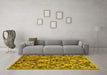 Machine Washable Abstract Yellow Modern Rug in a Living Room, wshabs2752yw