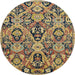 Round Abstract Dark Brown Modern Rug, abs2752