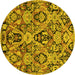 Round Machine Washable Abstract Yellow Modern Rug, wshabs2752yw