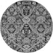 Round Machine Washable Abstract Gray Modern Rug, wshabs2752gry