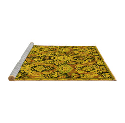 Sideview of Machine Washable Abstract Yellow Modern Rug, wshabs2752yw