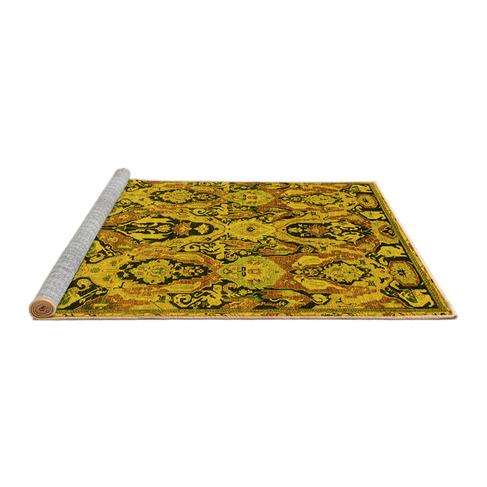 Sideview of Machine Washable Abstract Yellow Modern Rug, wshabs2752yw
