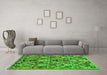 Machine Washable Abstract Green Modern Area Rugs in a Living Room,, wshabs2752grn