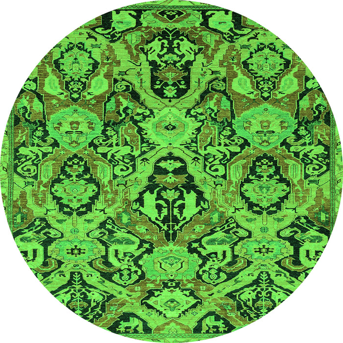 Round Abstract Green Modern Rug, abs2752grn