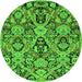 Round Abstract Green Modern Rug, abs2752grn