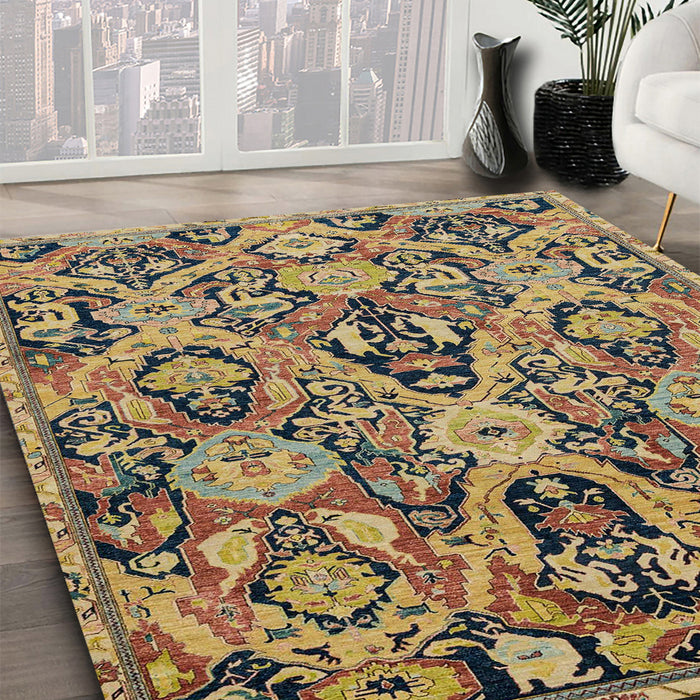 Abstract Dark Brown Modern Rug in Family Room, abs2752