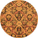 Round Machine Washable Abstract Orange Modern Area Rugs, wshabs2752org