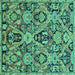 Square Machine Washable Abstract Turquoise Modern Area Rugs, wshabs2752turq