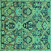 Square Abstract Turquoise Modern Rug, abs2752turq