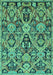 Machine Washable Abstract Turquoise Modern Area Rugs, wshabs2752turq