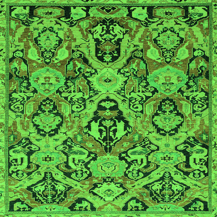 Square Machine Washable Abstract Green Modern Area Rugs, wshabs2752grn