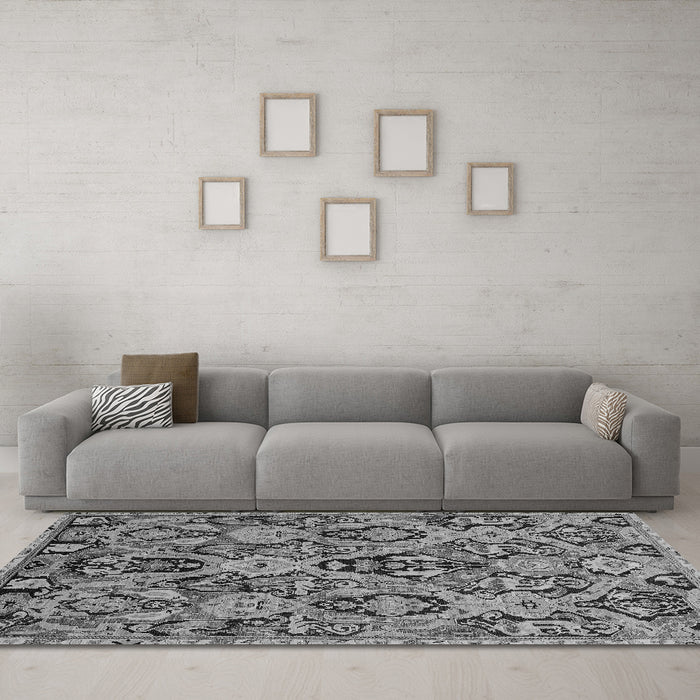 Machine Washable Abstract Gray Modern Rug in a Living Room,, wshabs2752gry