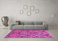 Machine Washable Abstract Pink Modern Rug, wshabs2752pnk