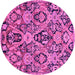 Round Abstract Pink Modern Rug, abs2752pnk