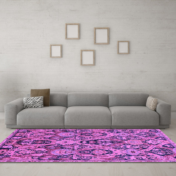 Machine Washable Abstract Purple Modern Area Rugs in a Living Room, wshabs2752pur