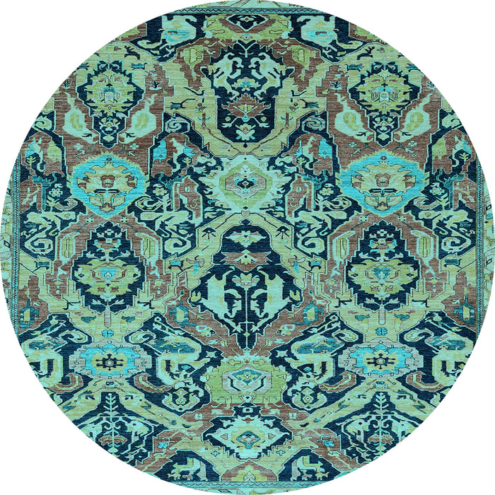 Round Abstract Light Blue Modern Rug, abs2752lblu