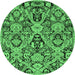 Round Abstract Emerald Green Modern Rug, abs2752emgrn