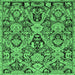 Square Machine Washable Abstract Emerald Green Modern Area Rugs, wshabs2752emgrn