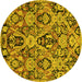 Round Abstract Yellow Modern Rug, abs2752yw