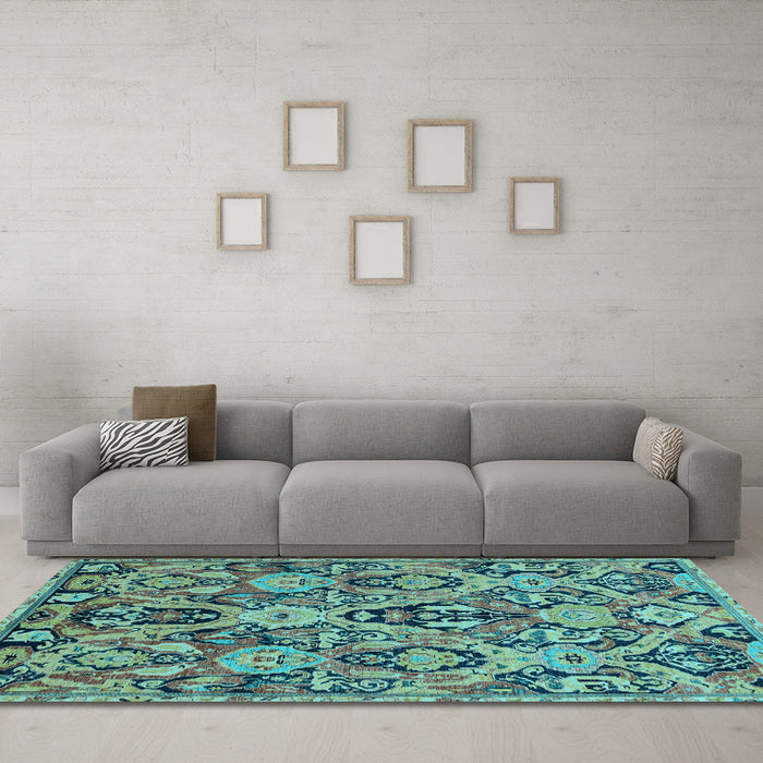 Machine Washable Abstract Light Blue Modern Rug in a Living Room, wshabs2752lblu