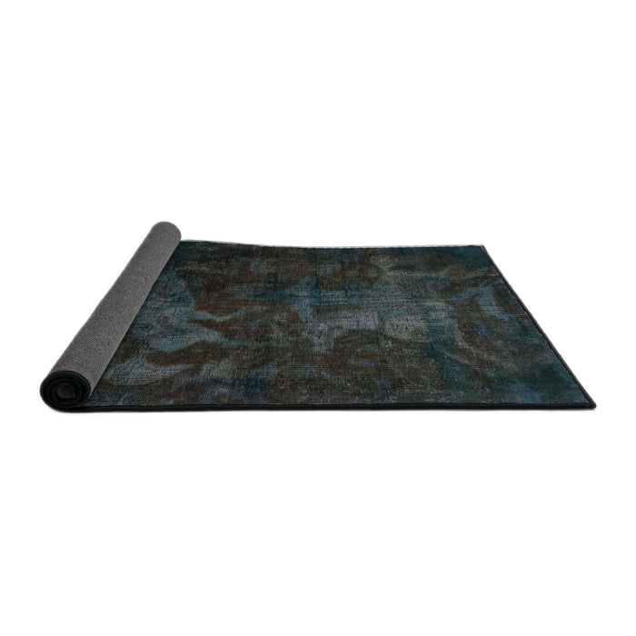 Sideview of Abstract Blue Moss Green Modern Rug, abs2753