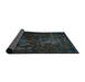 Sideview of Abstract Blue Moss Green Modern Rug, abs2753