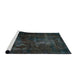 Sideview of Machine Washable Abstract Blue Moss Green Rug, wshabs2753