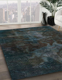 Abstract Blue Moss Green Modern Rug, abs2753