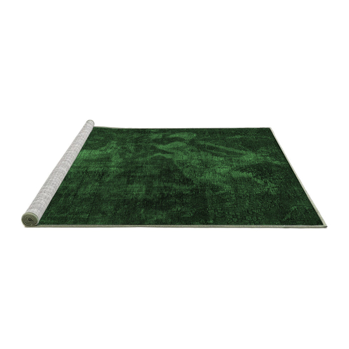 Sideview of Machine Washable Abstract Emerald Green Modern Area Rugs, wshabs2753emgrn