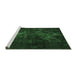 Sideview of Machine Washable Abstract Emerald Green Modern Area Rugs, wshabs2753emgrn