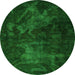 Round Abstract Green Modern Rug, abs2753grn