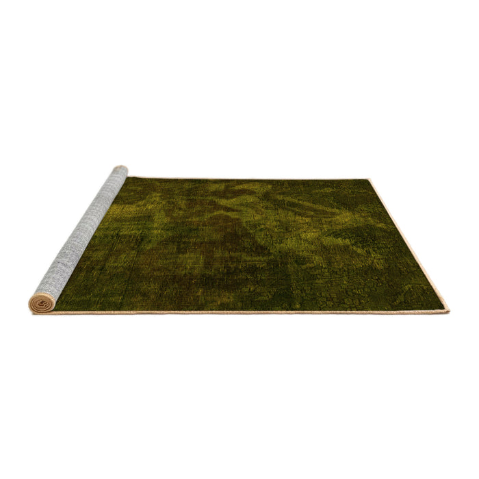 Sideview of Machine Washable Abstract Yellow Modern Rug, wshabs2753yw