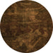 Round Abstract Orange Modern Rug, abs2753org