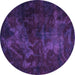 Round Machine Washable Abstract Purple Modern Area Rugs, wshabs2753pur