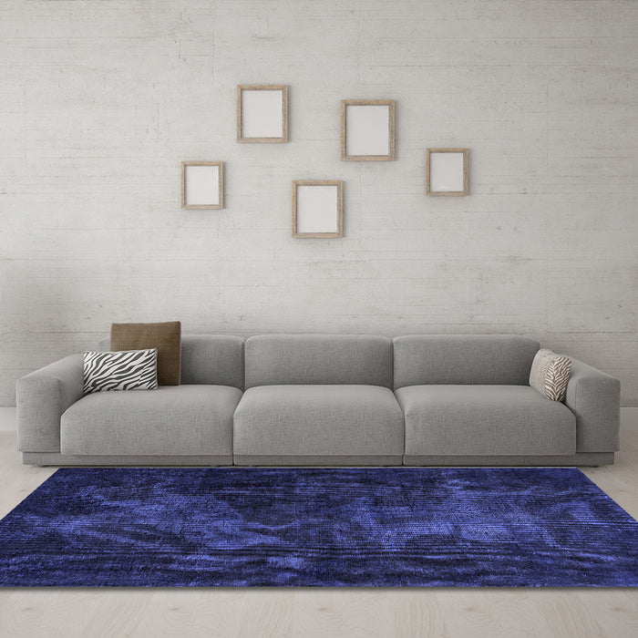 Machine Washable Abstract Blue Modern Rug in a Living Room, wshabs2753blu