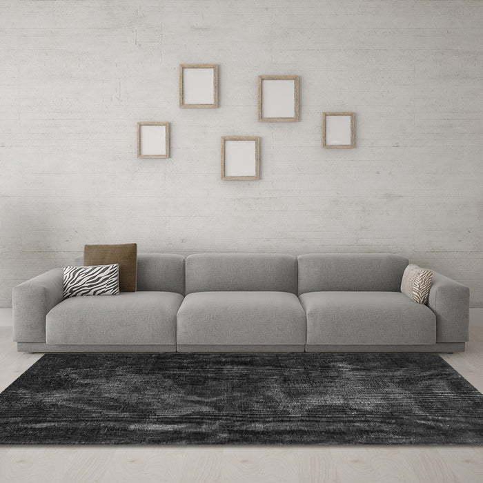 Machine Washable Abstract Gray Modern Rug in a Living Room,, wshabs2753gry