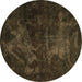 Round Abstract Brown Modern Rug, abs2753brn