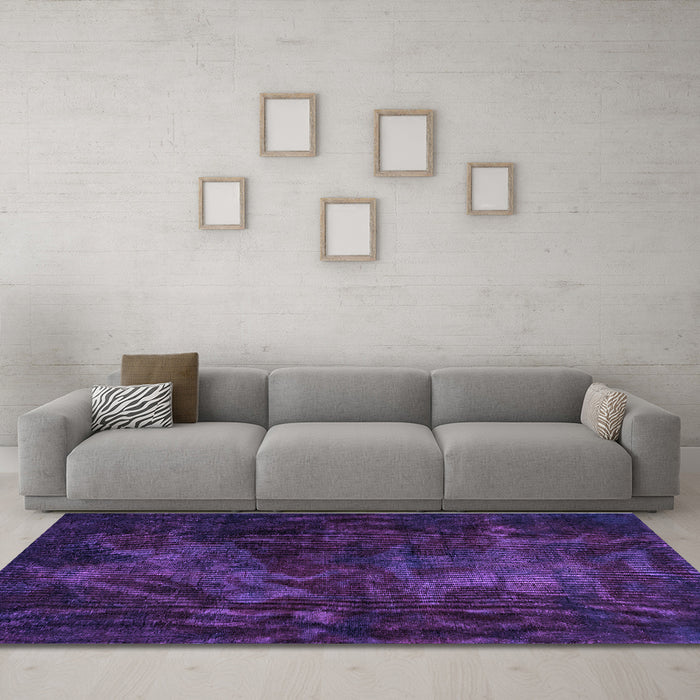 Machine Washable Abstract Purple Modern Area Rugs in a Living Room, wshabs2753pur