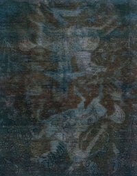 Machine Washable Abstract Blue Moss Green Rug, wshabs2753